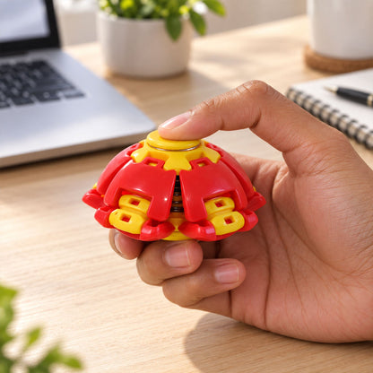 Transforming Spinner Flat Ball Toy with 360 Degree Spin for Kids and Desk Play