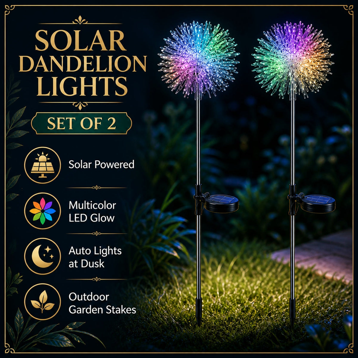 Features of solar dandelion garden lights, highlighting key benefits