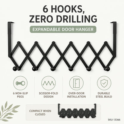 Door Hanger – 6 Hook Steel Coat Rack for Home Organization | GlimmerHome
