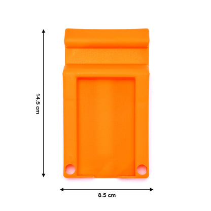 An orange plastic holder with dimensions of 14.5 cm length and 8.5 cm width displayed on a white background.