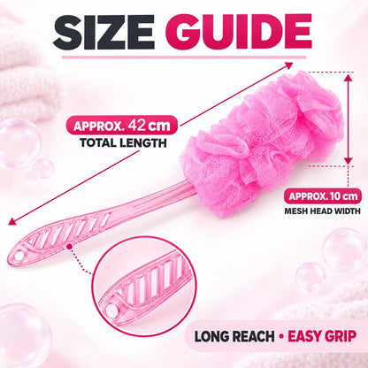 Long Handle Back Scrubber for Bathroom Shower, Body Loofah Brush 45 Cm (1 Pc)
