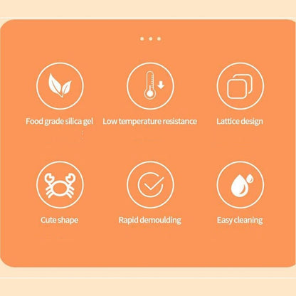 A diagram illustrating six key features of the ice mold, including material, temperature resistance, and design.