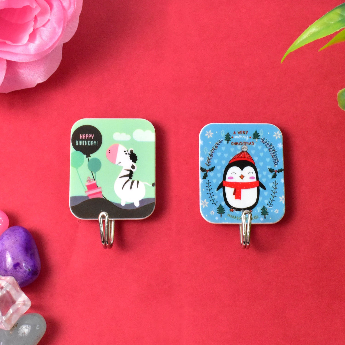 Cartoon Adhesive Kitchen Hooks for Towels, Ladles, Aprons and Keys (2 Pc Set)