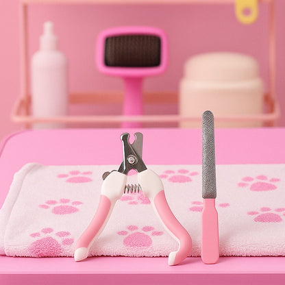 Pet Nail Clipper and File Set for Dogs and Cats, Home Pet Grooming Kit (1 Set)