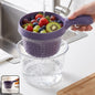 Plastic fruit washing drain basket in use