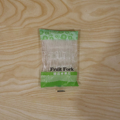 Set of disposable fruit forks for snacks and desserts
