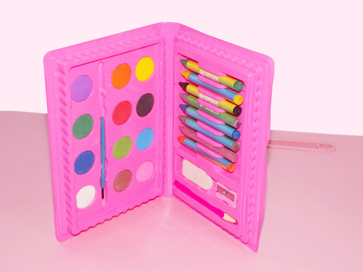 School Colour Box for Kids with Crayons, Watercolours and Pencil (24 Pc Set)