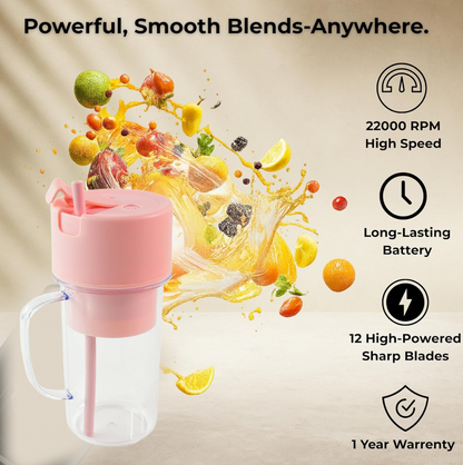 420 ML juicer blending a full glass of fresh juice