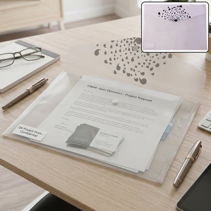 Plastic document folder decorative flap A4