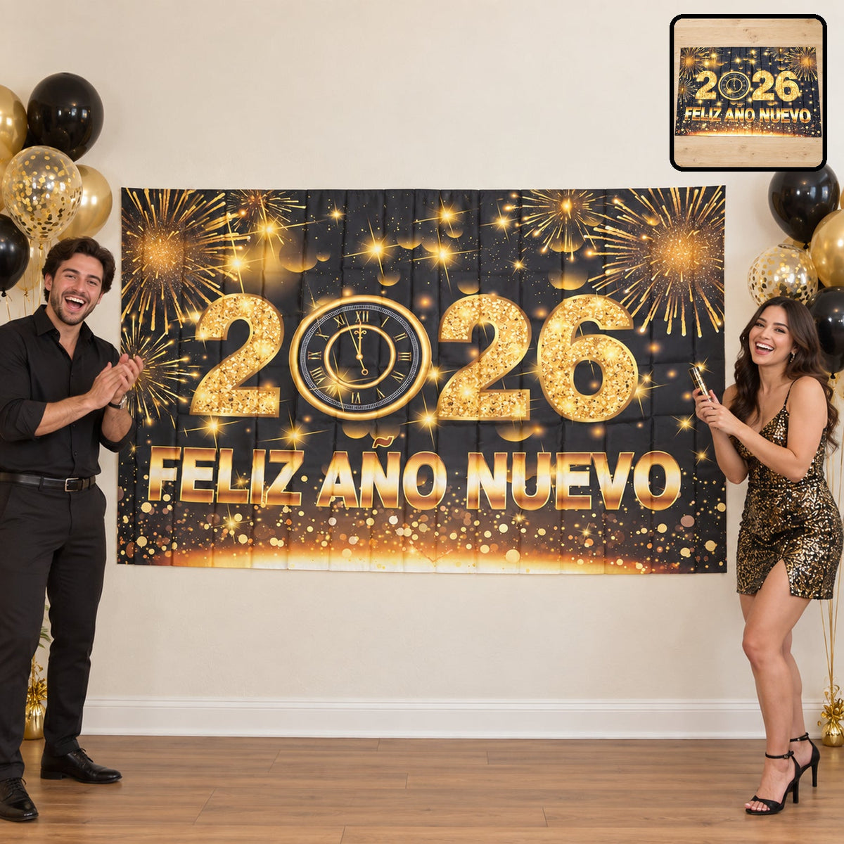 New Year backdrop curtain white bg