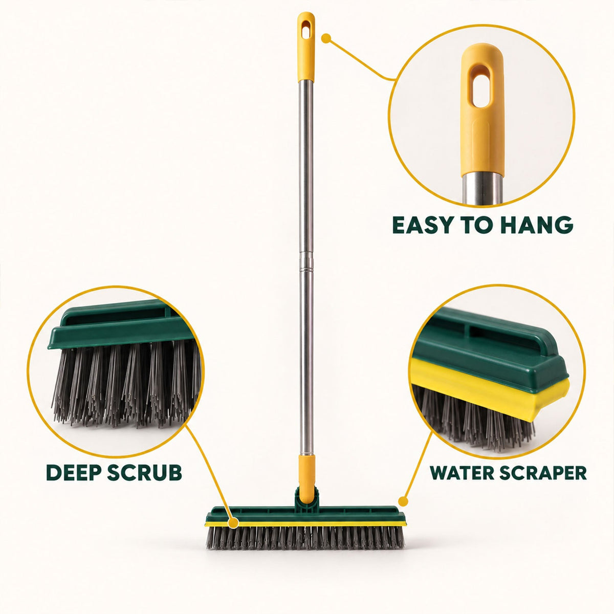 Lightweight 2 in 1 Floor Scrub Brush with Wiper for Women, Easy Cleaning (1 Pc)