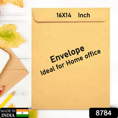 A large brown kraft envelope with "16X14 Inch" and "Envelope Ideal for Home office" text overlay.