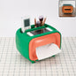 Plastic desktop tissue storage box front view