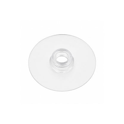 A clear plastic suction cup hook is shown against a plain white background.