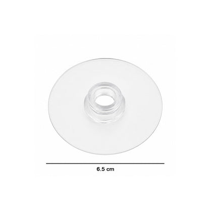 A clear plastic suction cup hook is shown against a plain white background, with a measurement of 6.5 cm indicated below.