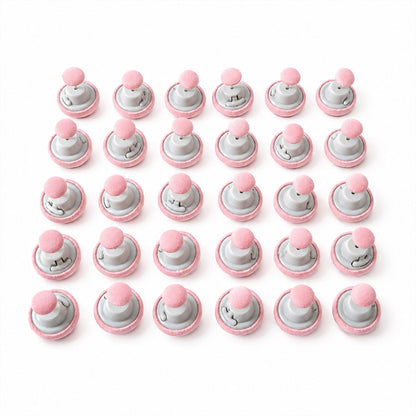 Fabric-covered duvet fastener button set on white background