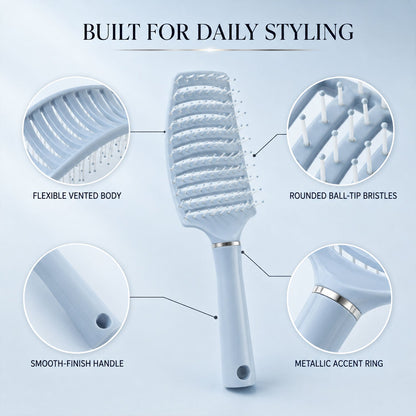 Non slip handle detangling brush