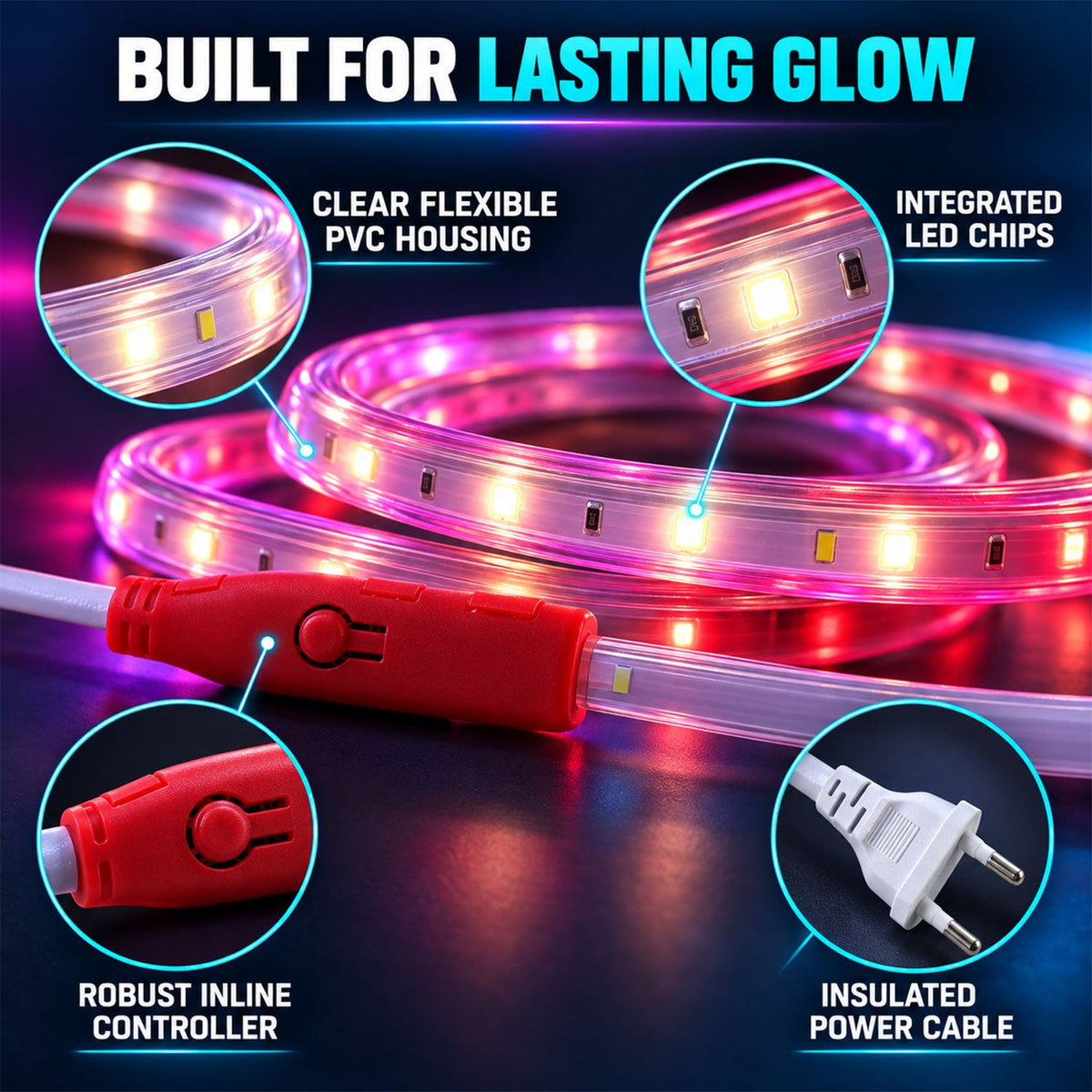 RGB rope light white bg