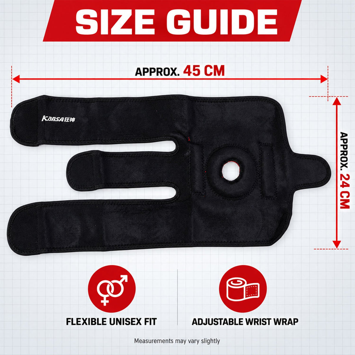 Knee support size guide