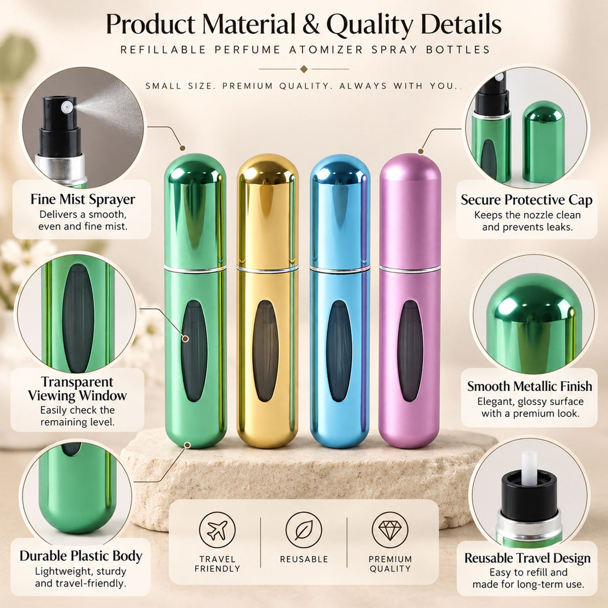Perfume bottles colors view