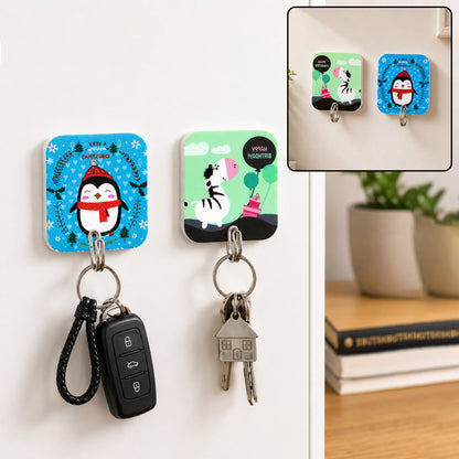 Cartoon Adhesive Kitchen Hooks for Towels, Ladles, Aprons and Keys (2 Pc Set)