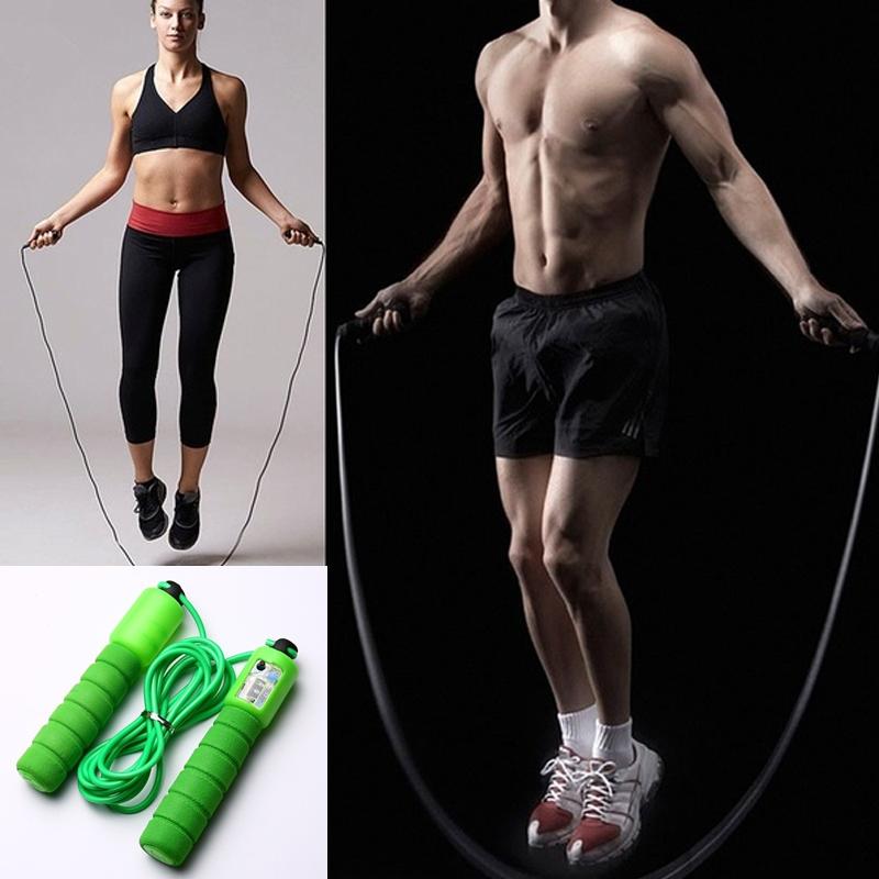 A collage shows a woman and a man jumping rope, with a green counting skipping rope in the bottom left corner.