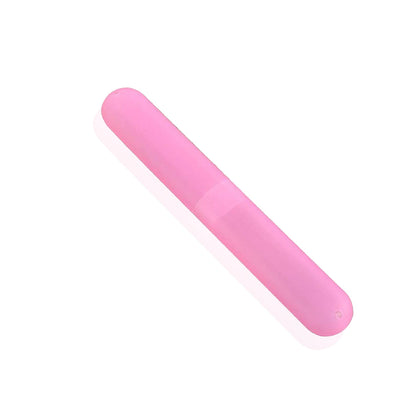 Portable toothbrush travel case with a sleek, hygienic plastic design.