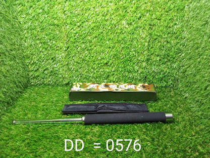 Side view of the collapsible metal self-defense stick fully extended.
