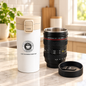 Travel Coffee Mug Combo – Leak-Resistant Coffee Tumbler & Camera Lens Design Mug