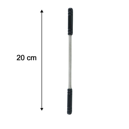 A straight silver spring facial hair remover with black handles is shown with a 20 cm measurement indicator.