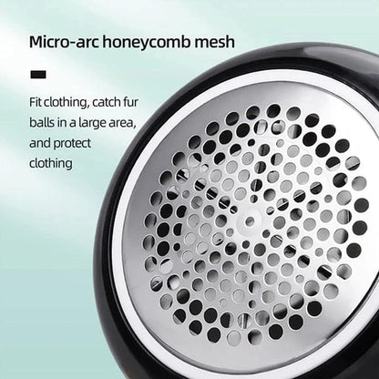Close-up of the lint remover's silver micro-arc honeycomb mesh with text describing its function.