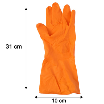 A single orange rubber glove is displayed with measurements of 31 cm length and 10 cm width.