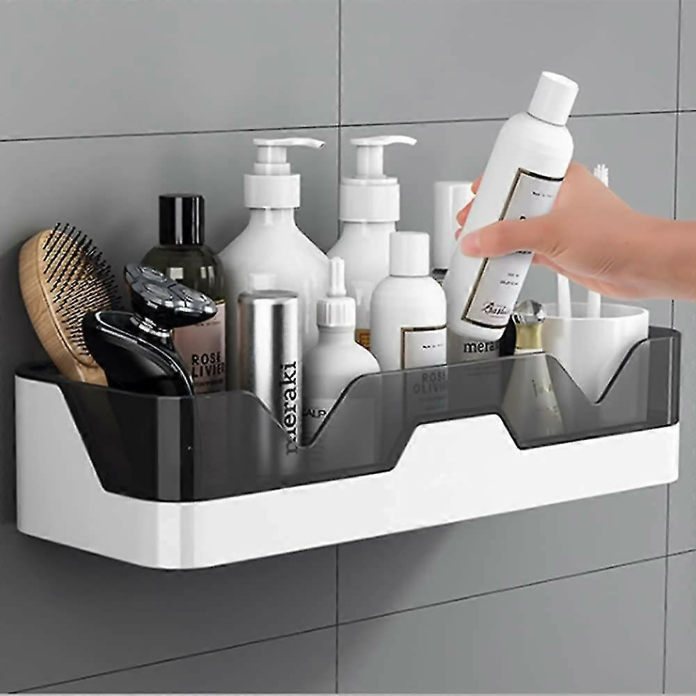 Adhesive storage rack wall mounted plastic shelf organizer in main product image