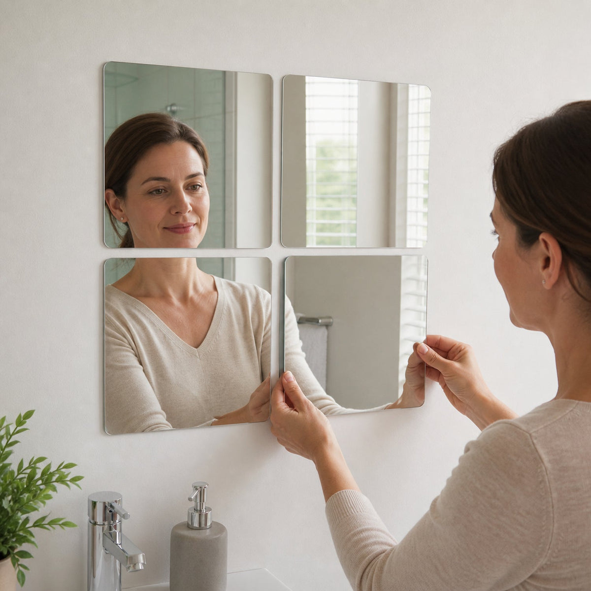 Mirror sticker tiles white bg
