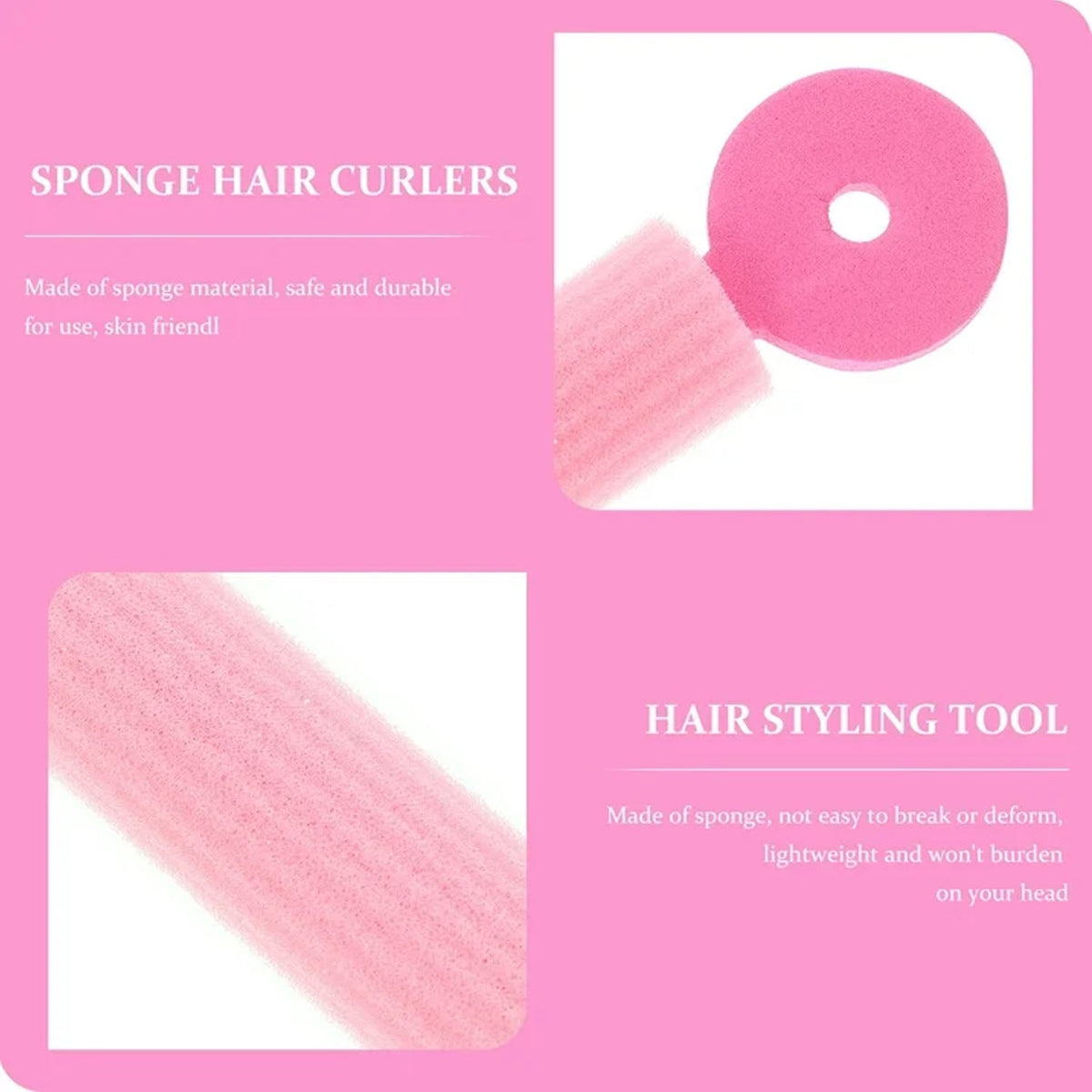 Heatless Foam Hair Rollers, Soft Bendable Hair Curlers Accessory (3 Pc Set)