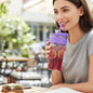 Children's plastic tumbler with handle and leak-proof lid