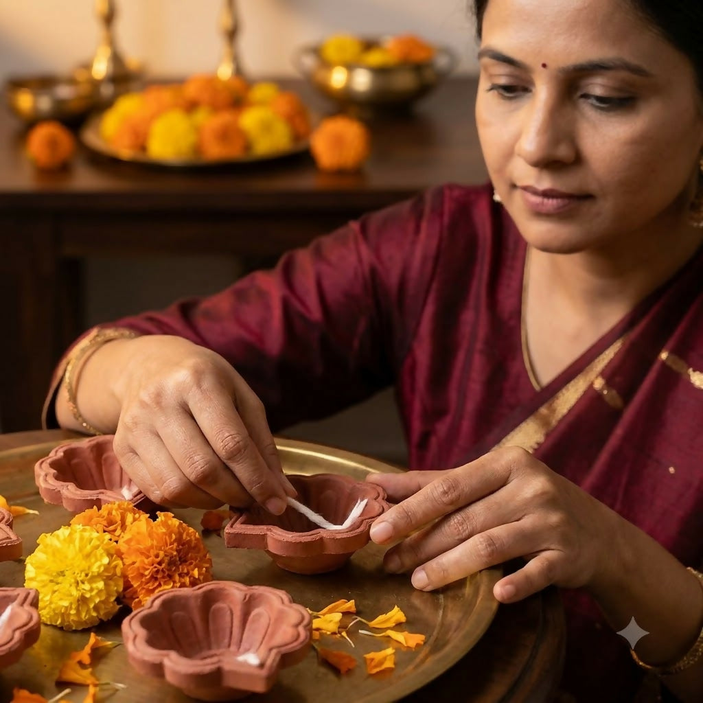 Divine Electric Kapoor Diffuser & 6-Piece Diya Set