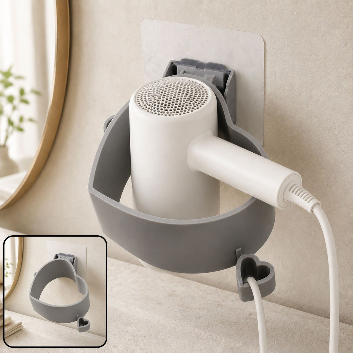 Hair Dryer Holder – Adhesive Wall Mount Storage | Calm & Curl