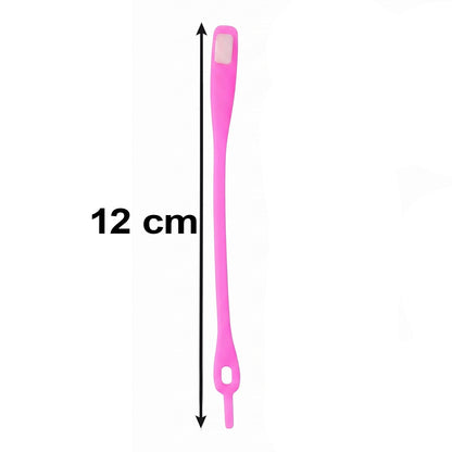 A single pink silicone no-tie shoelace with a white clasp, shown with a '12 cm' measurement indicating its length.