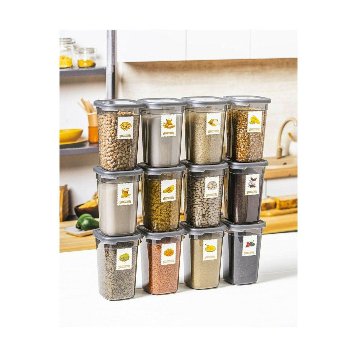 Close-up view of airtight sealed lid on kitchen storage container